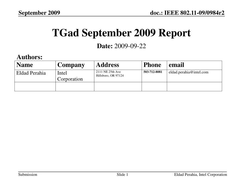 tgad september 2009 report