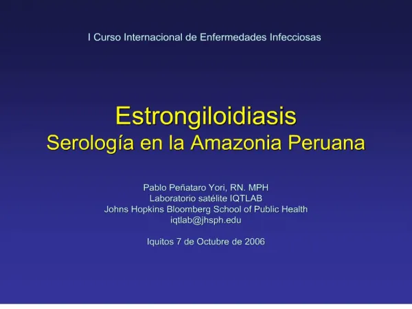 Estrongiloidiasis Serolog a en la Amazonia Peruana