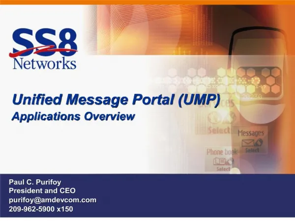 Unified Message Portal UMP Applications Overview