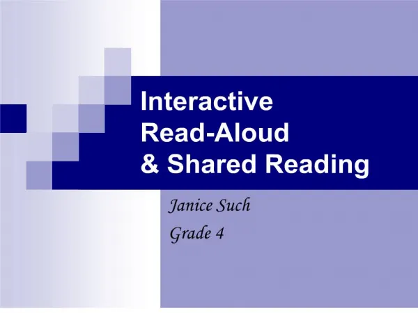 Interactive Read-Aloud Shared Reading