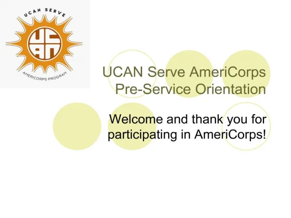 UCAN Serve AmeriCorps Pre-Service Orientation
