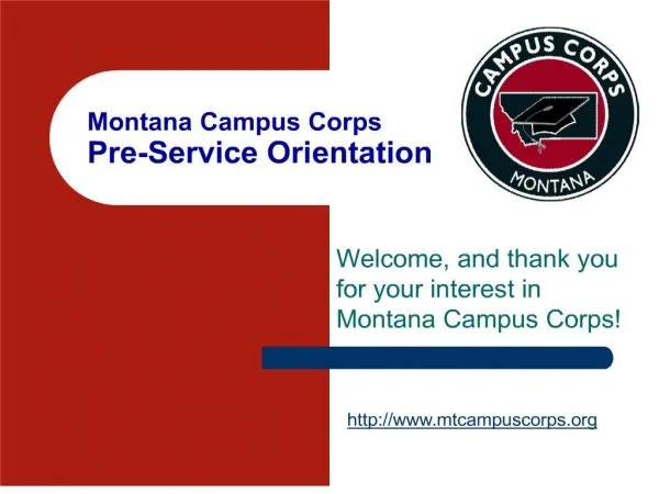 Montana Campus Corps Pre-Service Orientation