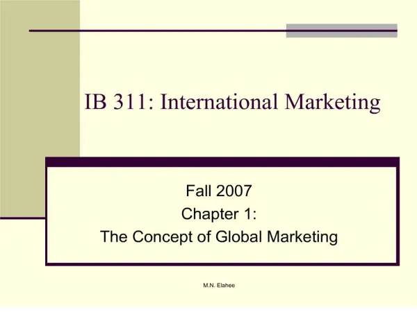 IB 311: International Marketing