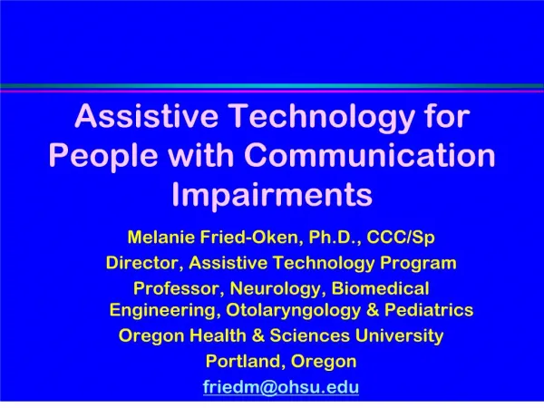 Assistive Technology for People with Communication Impairments