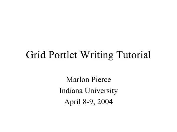 Grid Portlet Writing Tutorial