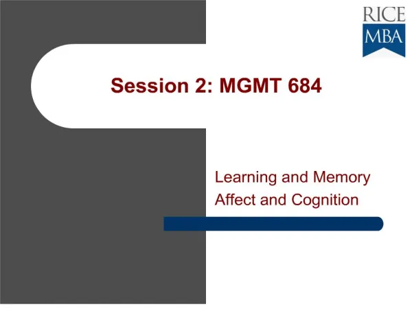 Session 2: MGMT 684
