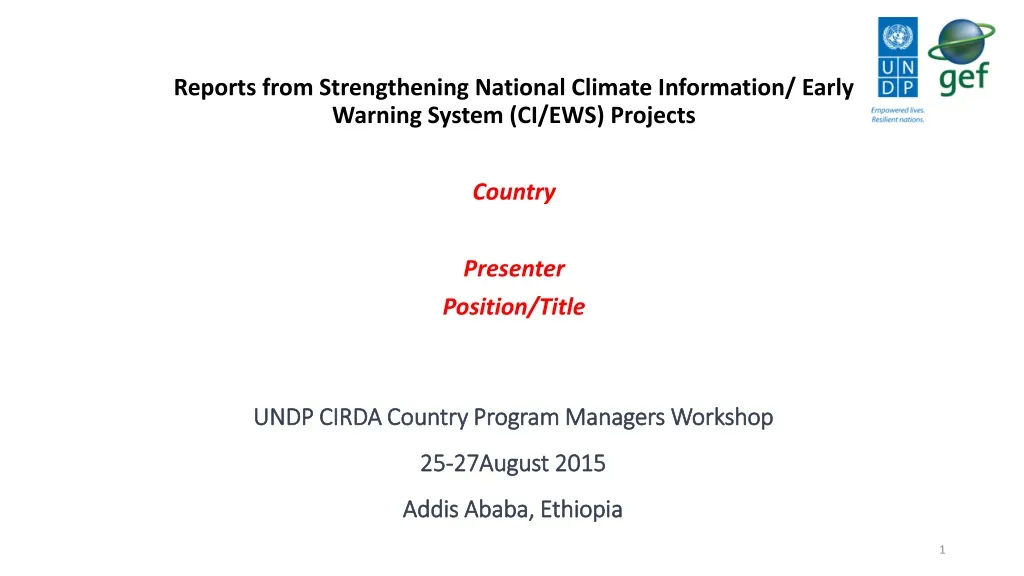 undp cirda country program managers workshop 25 27august 2015 addis ababa ethiopia