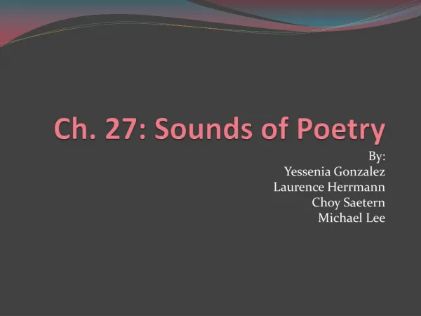 Ch. 27: Sounds of Poetry