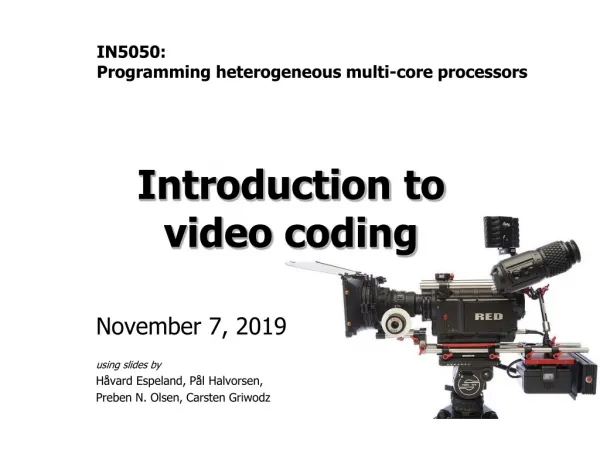 Introduction to video coding