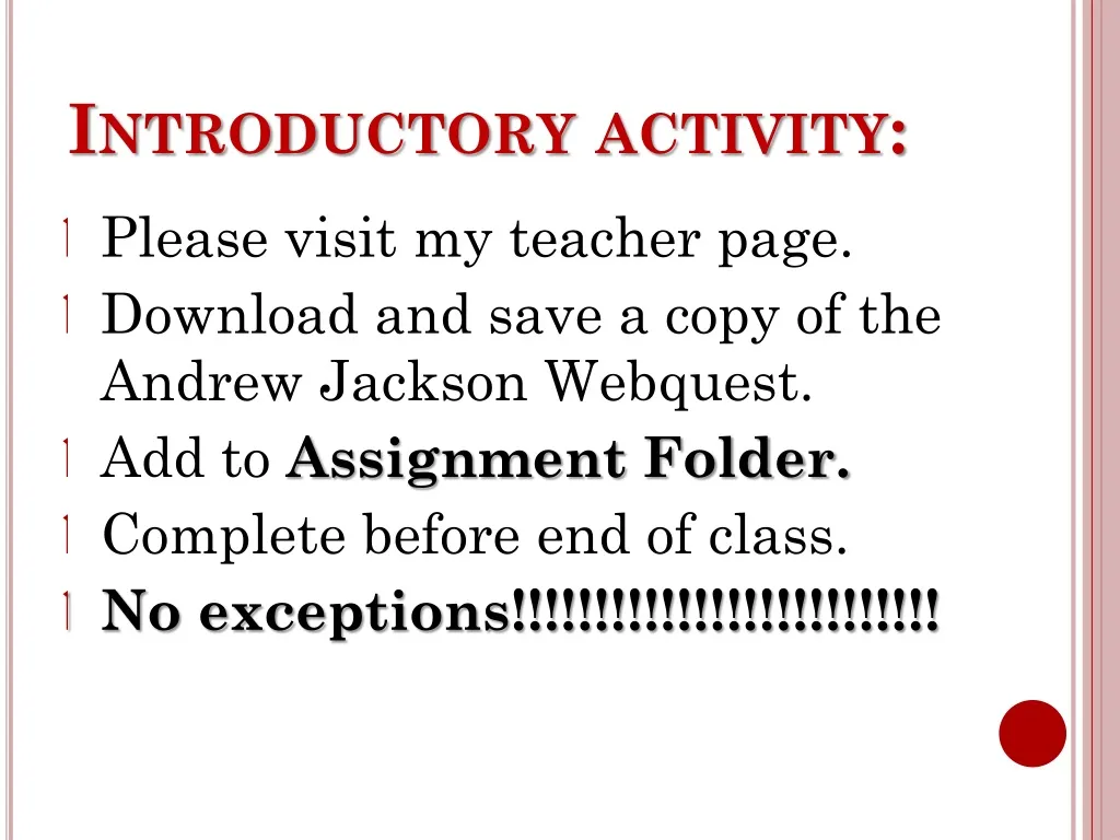 introductory activity