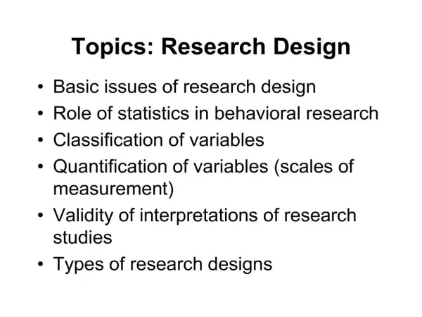 Topics: Research Design
