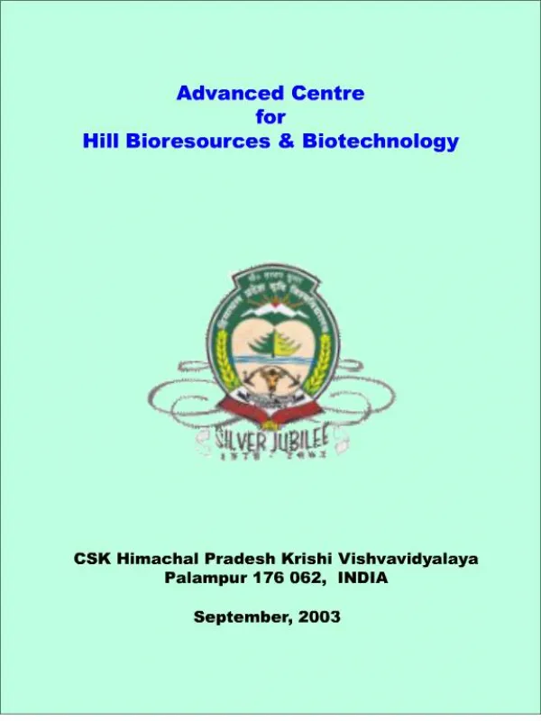 Advanced Centre for Hill Bioresources Biotechnology