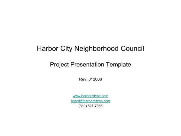 Harbor City Neighborhood Council Project Presentation Template