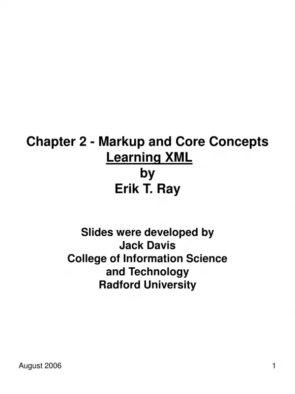 Chapter 2 - Markup and Core Concepts Learning XML by Erik T. Ray