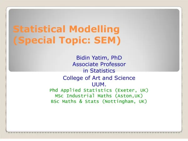 Statistical Modelling Special Topic: SEM