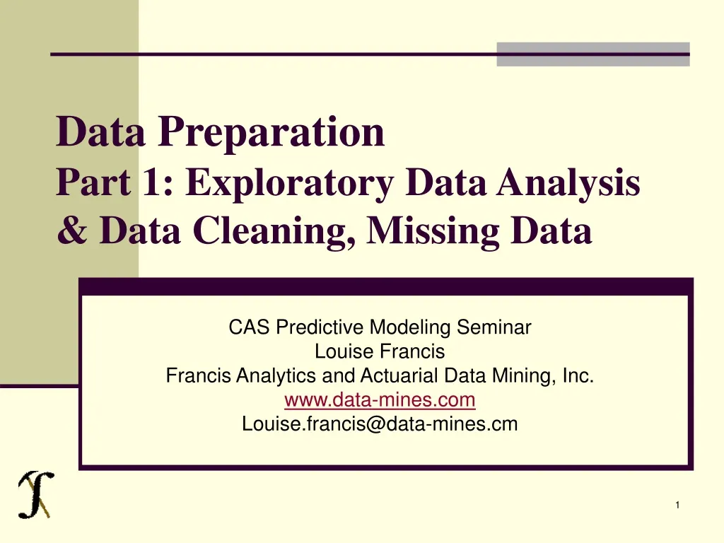 data preparation part 1 exploratory data analysis data cleaning missing data