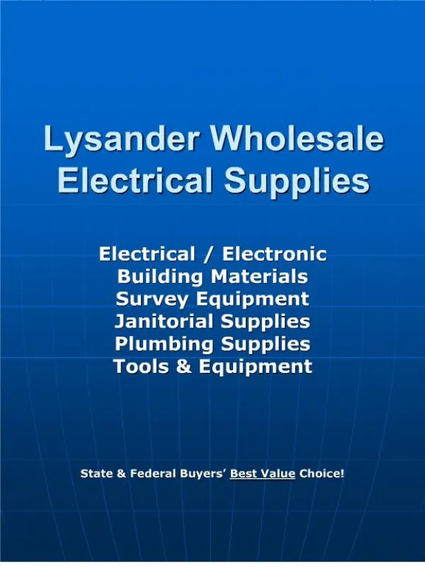 Lysander Wholesale Electrical Supplies