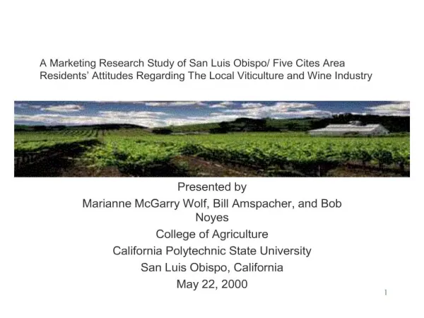 A Marketing Research Study of San Luis Obispo