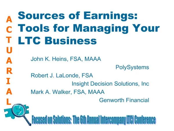 Sources of Earnings: Tools for Managing Your LTC Business