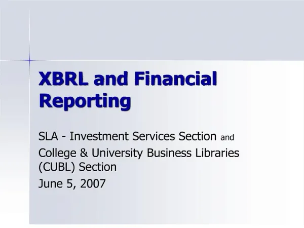 XBRL and Financial Reporting