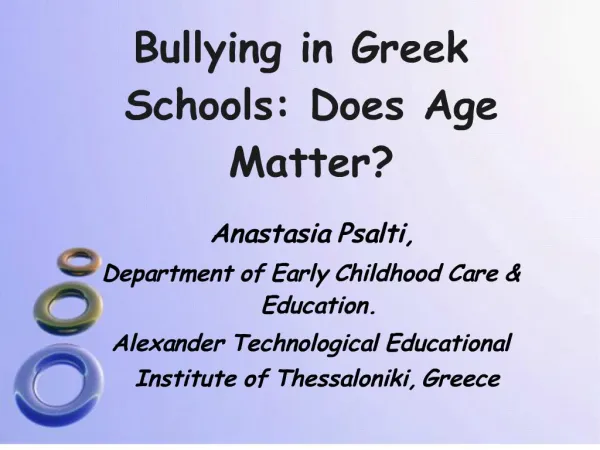 Bullying in Greek Schools: Does Age Matter