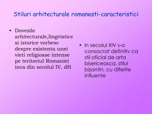 Stiluri arhitecturale romanesti-caracteristici