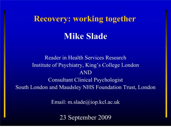 Recovery: working together
