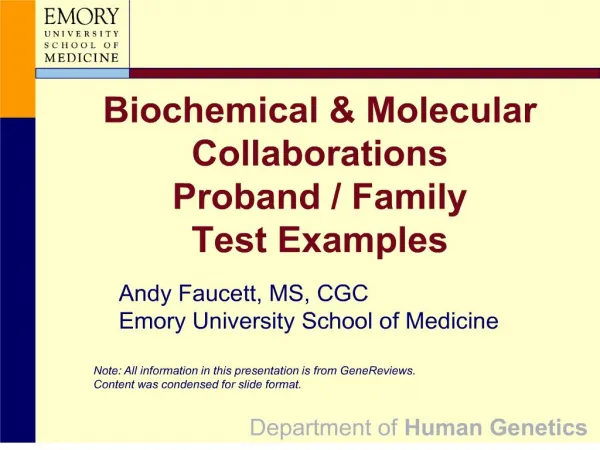 Biochemical Molecular Collaborations Proband