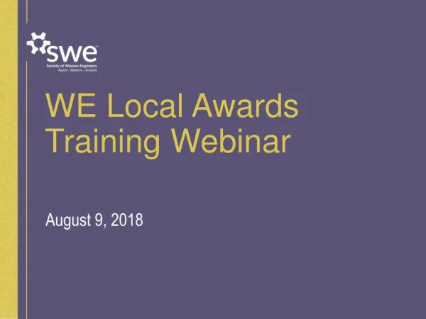 WE Local Awards Training Webinar