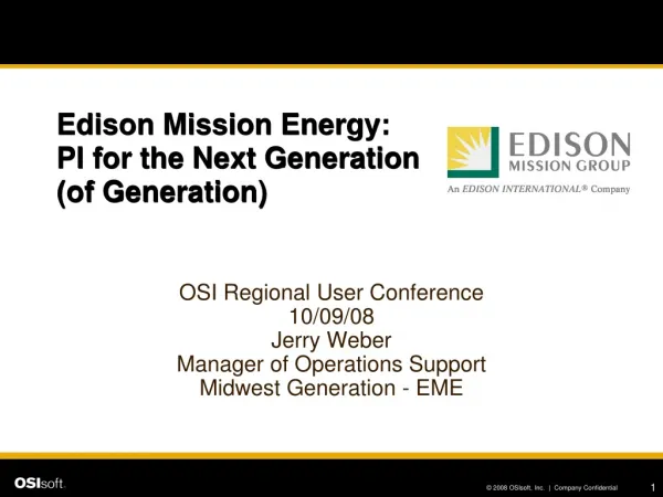 Edison Mission Energy: PI for the Next Generation (of Generation)