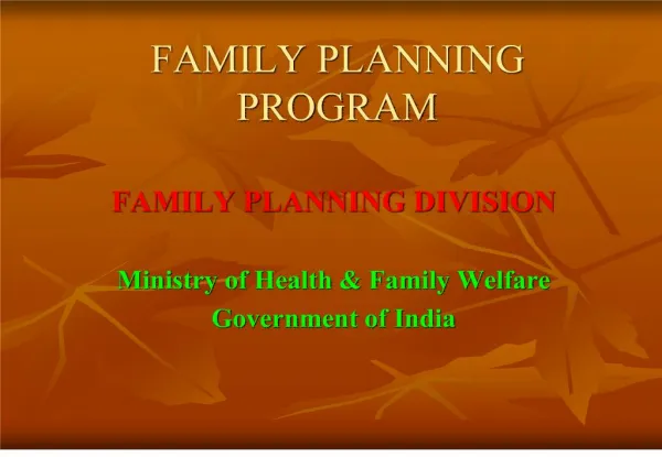 FAMILY PLANNING PROGRAM