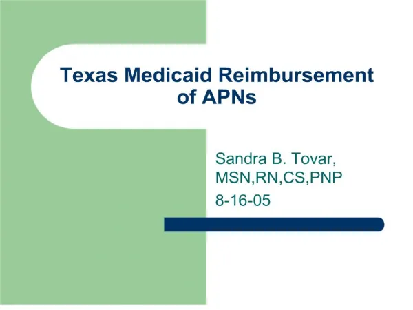Texas Medicaid Reimbursement of APNs