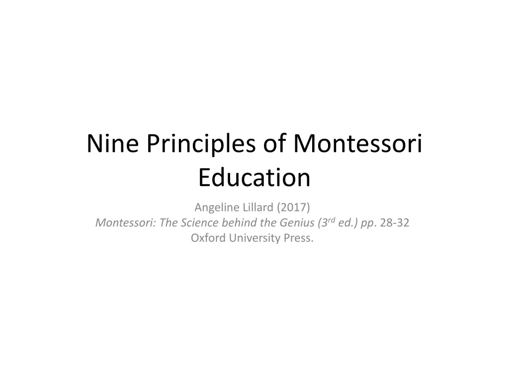 nine principles of montessori education