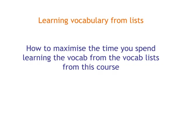 Learning vocabulary from lists