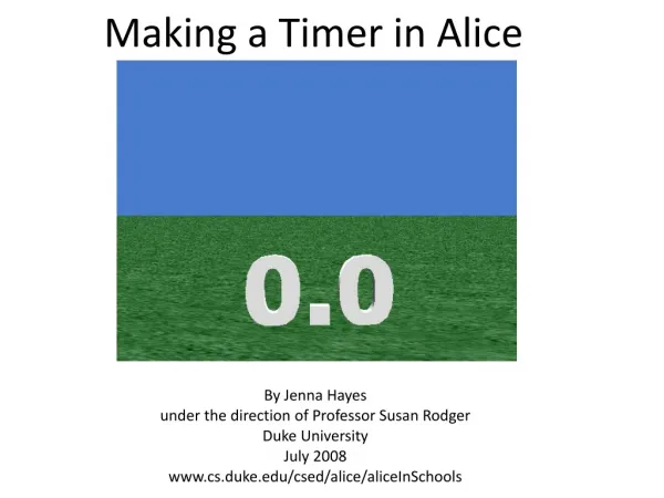 Making a Timer in Alice
