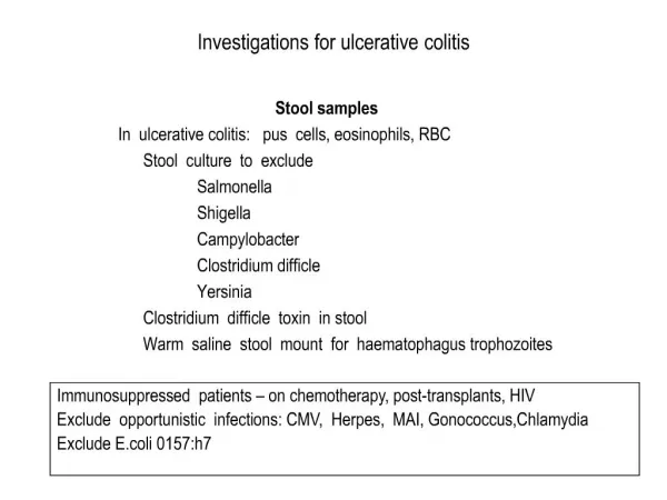 Investigations for ulcerative colitis