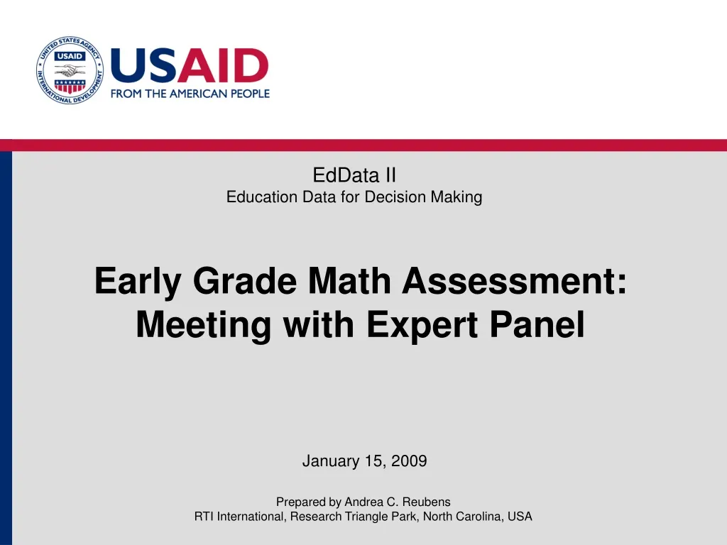 early grade math assessment meeting with expert panel