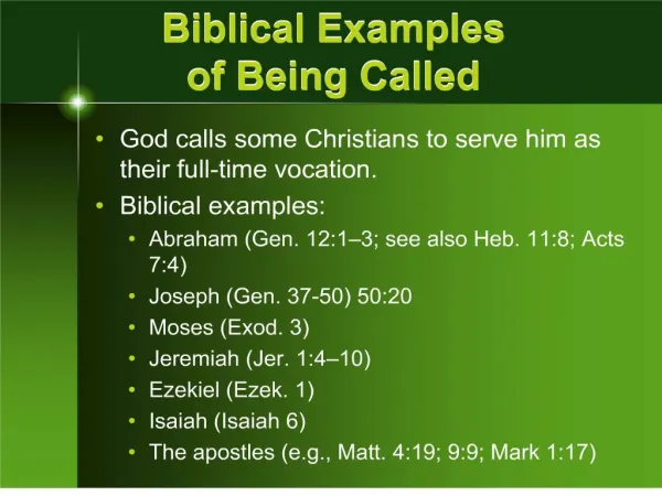 Biblical Examples of Being Called