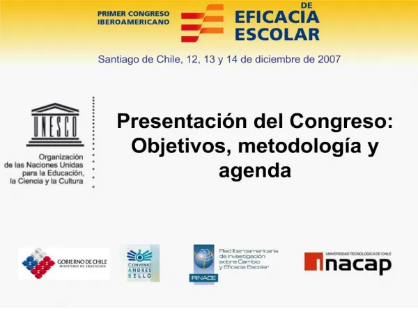 Presentaci n del Congreso: Objetivos, metodolog a y agenda
