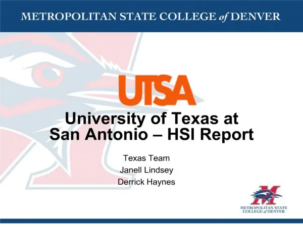 University of Texas at San Antonio HSI Report