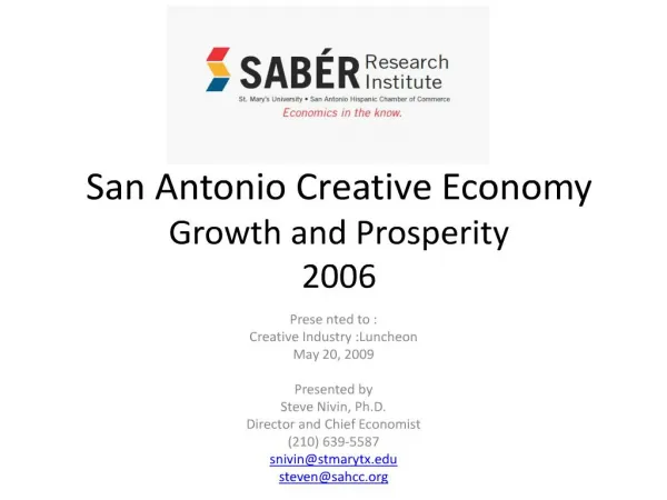San Antonio Creative Economy Growth and Prosperity 2006