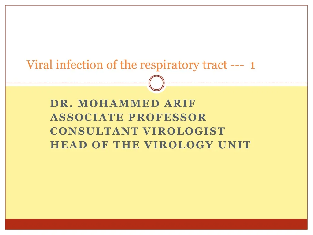 viral infection of the respiratory tract 1