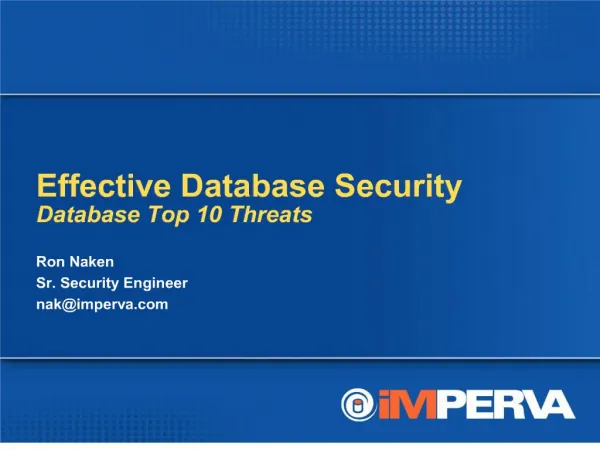 Effective Database Security Database Top 10 Threats