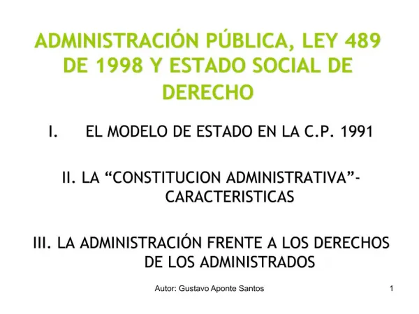 ADMINISTRACI N P BLICA, LEY 489 DE 1998 Y ESTADO SOCIAL DE DERECHO