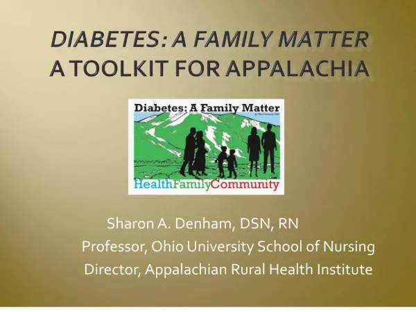 Diabetes: A Family Matter A Toolkit for Appalachia