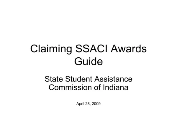 Claiming SSACI Awards Guide