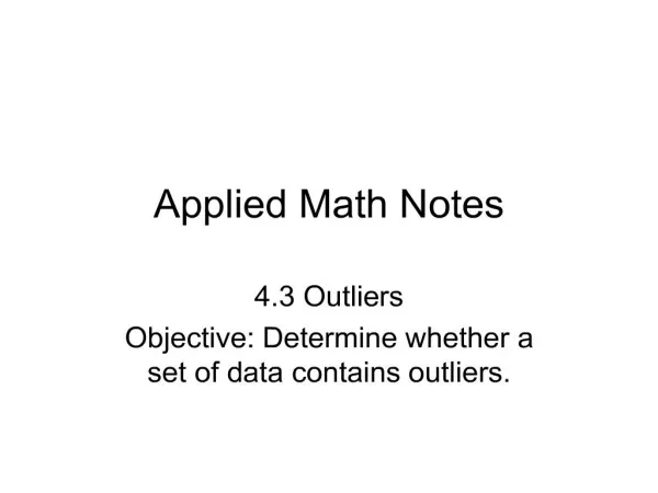 Applied Math Notes