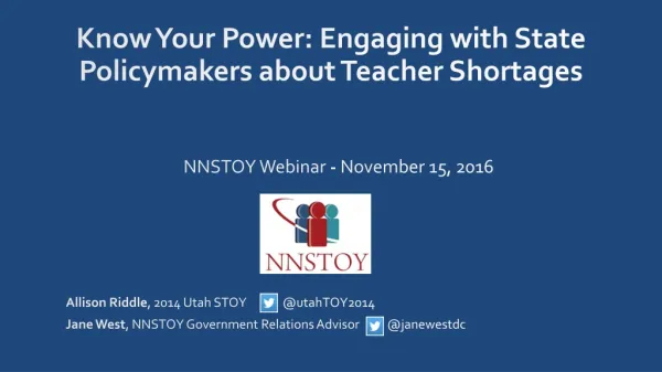 Know Your Power: Engaging with State Policymakers about Teacher Shortages