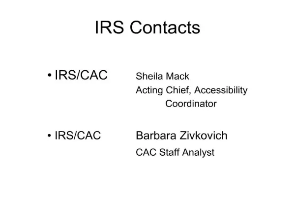 IRS Contacts