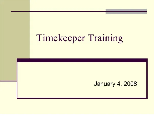 Timekeeper Training